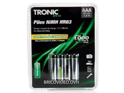 Piles AA rechargeables Tronic Eco - capacité 2400mAh - 2x 4 piles