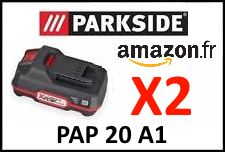 lot 2 batteriez parkside pap 20 a1 x20v team lidl 20v PSBSA 20-Li A1 PABH 20-Li B2 PABS 20-Li C3 PDSSA 20-Li A1 PHKSA 20-Li A1 PSTDA 20-Li A1 PSSA 20-Li A1 PWSA 20-Li A1 PAMFW 20-Li A1